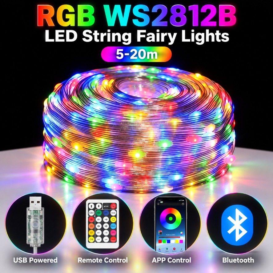 Ws2812B Strip 5V - Luzes de Fada LED RGB WS2812B