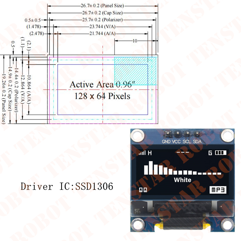 Tenstar 0.96 Polegada oled ssd - Ssd1306 avaliação e preço