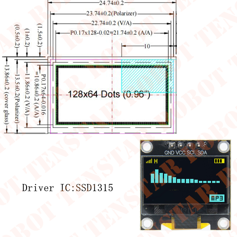 Tenstar 0.96 Polegada oled ssd - Ssd1306 avaliação e preço
