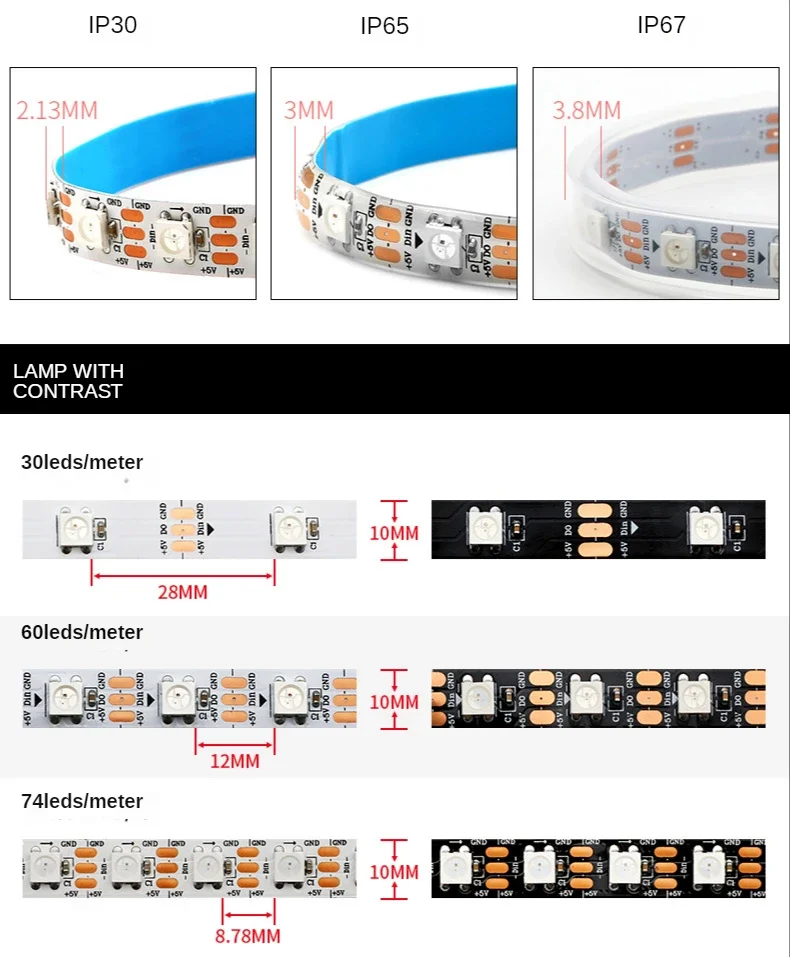Ws2812b luz de tira led inteli - Ws2812B Strip 5V avaliação e preço