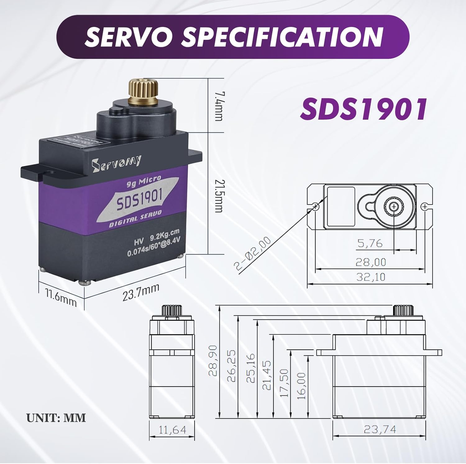 SERVOMY-SDS1901 Digital 9G Mic - Servo Sg90 avaliação e preço