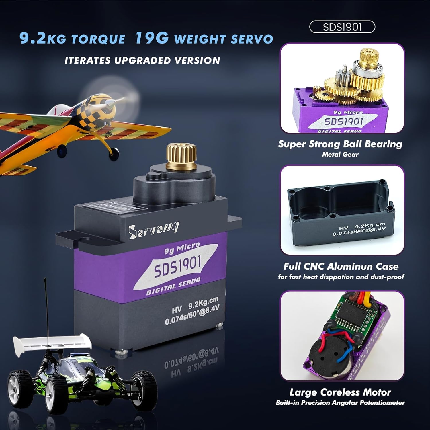 SERVOMY-SDS1901 Digital 9G Mic - Servo Sg90 avaliação e preço
