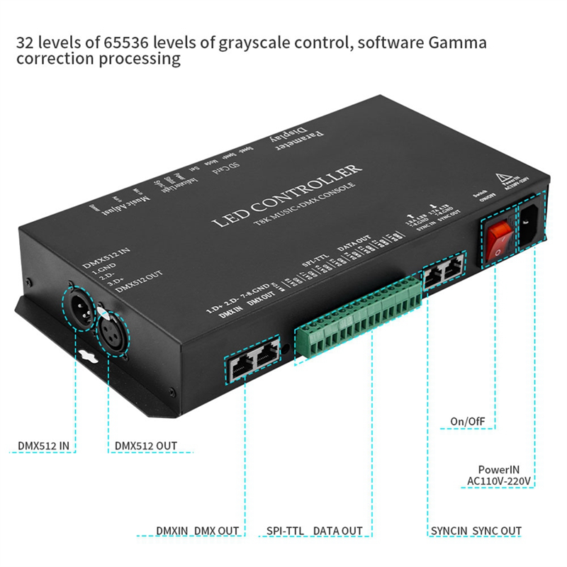 T8k música + console dmx 8 can - Ws2812B avaliação e preço