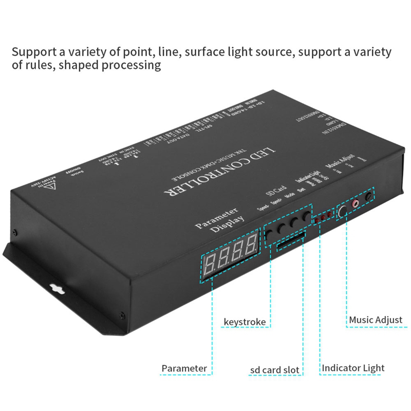 T8k música + console dmx 8 can - Ws2812B avaliação e preço